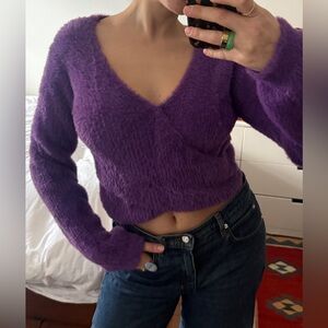 Purple Fuzzy Oval Square Sweater